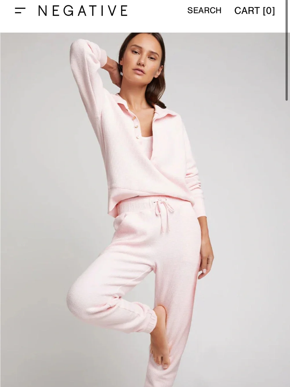 Negative Underwear Pink Waffle Knit Set Worn Once
